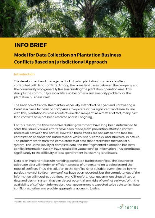 Info brief: Model for Data Collection on Plantation Business Conflicts Based on Jurisdictional Approach