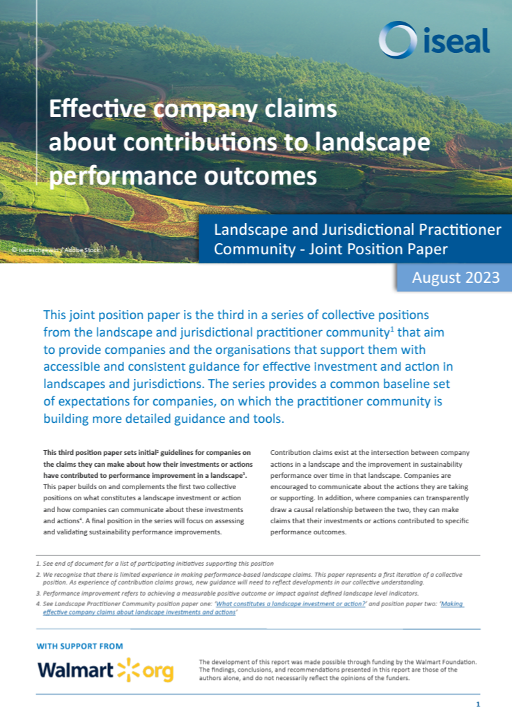 Effective Company Claims About Contributions to Landscape Performance Outcomes