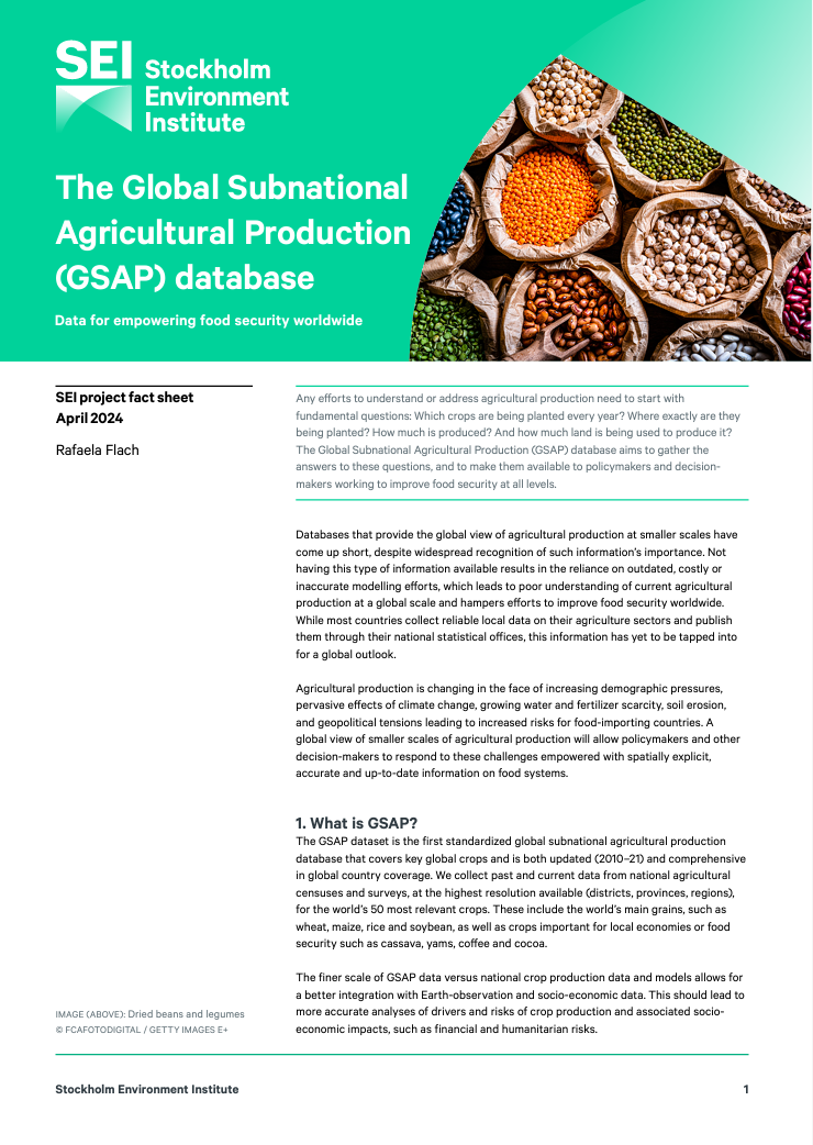 The Global Subnational Agricultural Production (GSAP) Database Factsheet